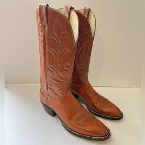 Hondo Mens Leather Cowboy Western Boots Tan Size 9.5A